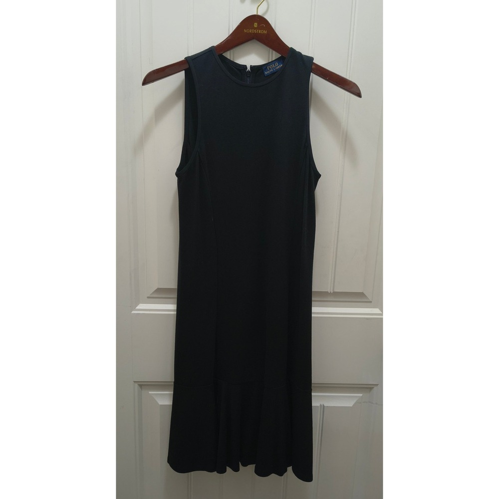 Polo Ralph Lauren Womens Sleeveless Flounce Hem Shift Dress Black Size S NEW